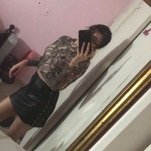 WAYF long sleeve sheer crop top